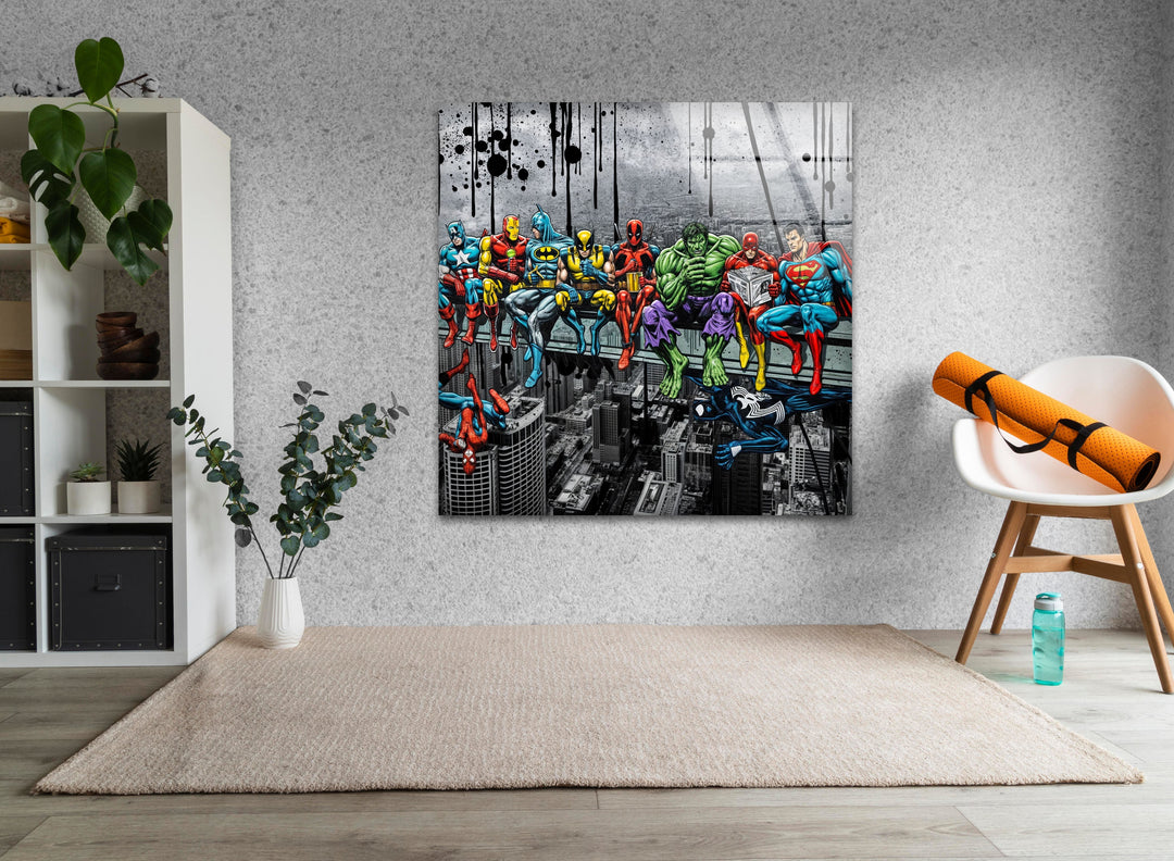 Marvel Heros Glass Wall Art photo print on glass, prints on glass wall art
