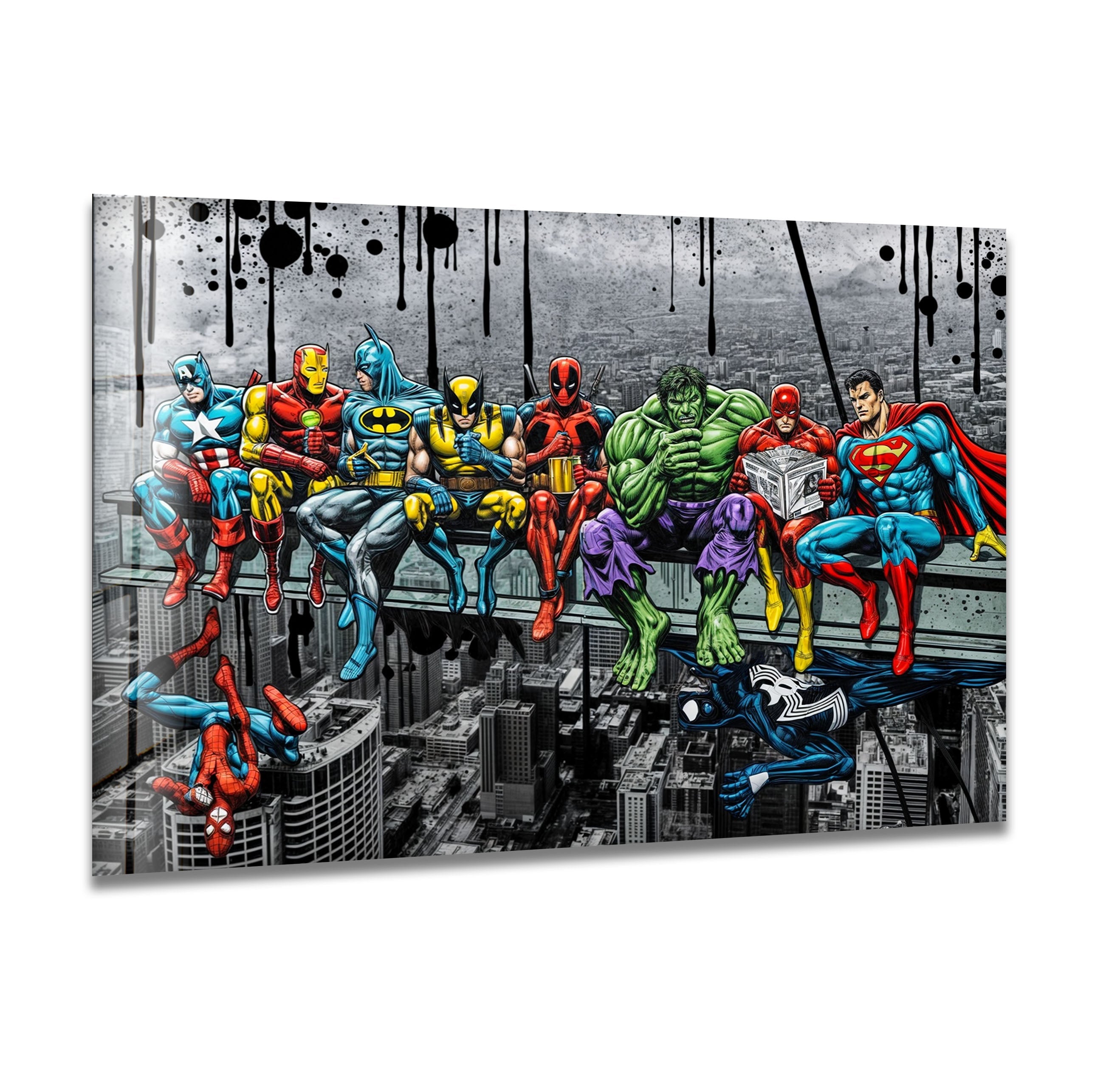 Marvel Heros Glass Wall Art glass image printing, glass prints from photos
