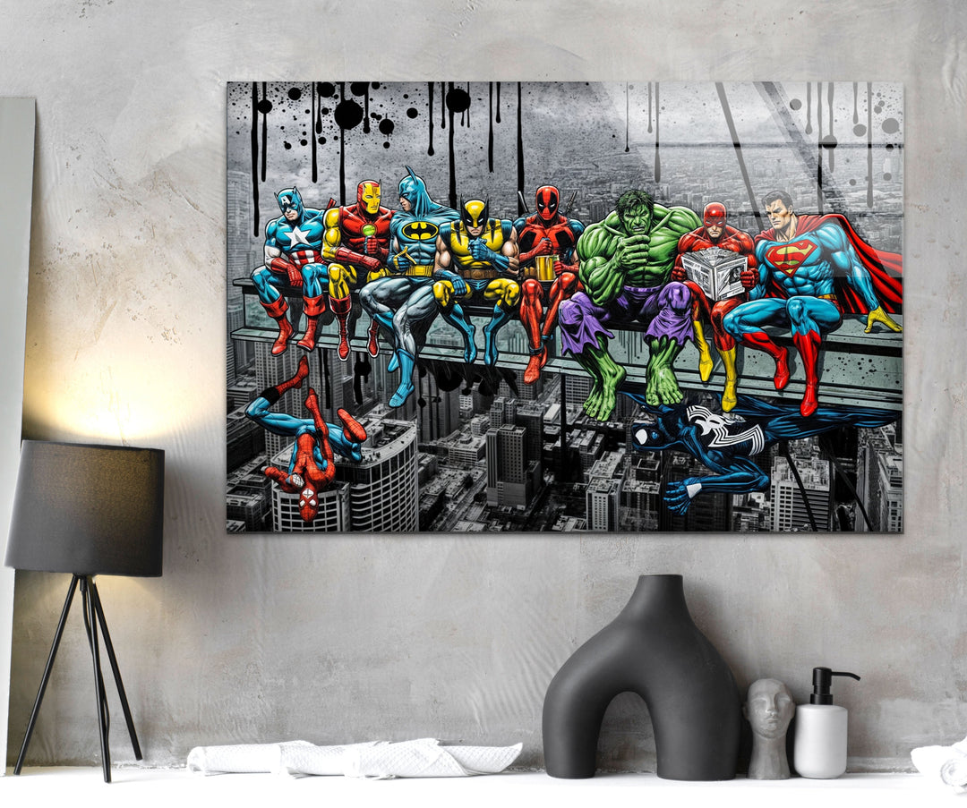 Marvel Heros Glass Wall Art print on glass, glass printed photos
