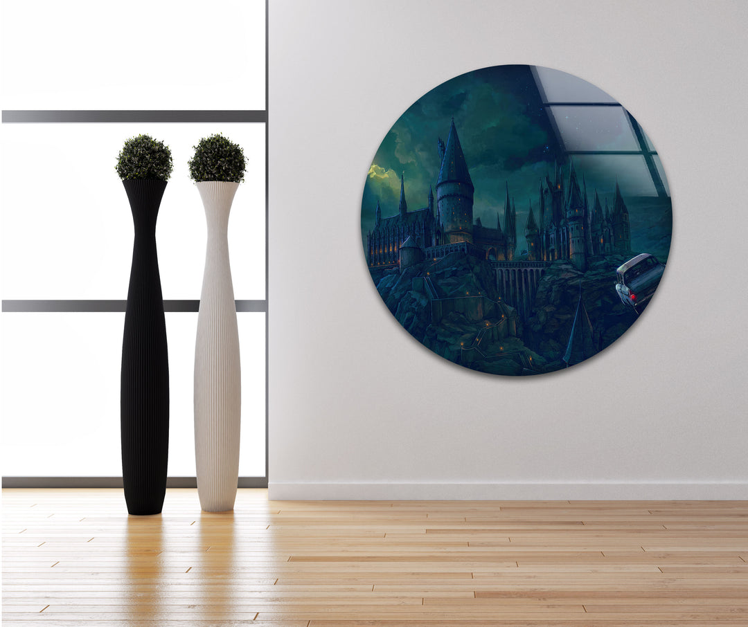 Hogwarts Castle Glass Wall Art print picture on glass, Tempered Glass Wall Art
