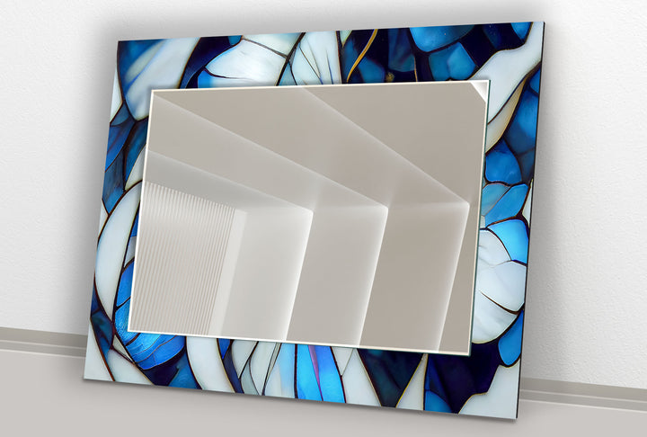 Stained White Flower Wall Mirror mirror with frame
