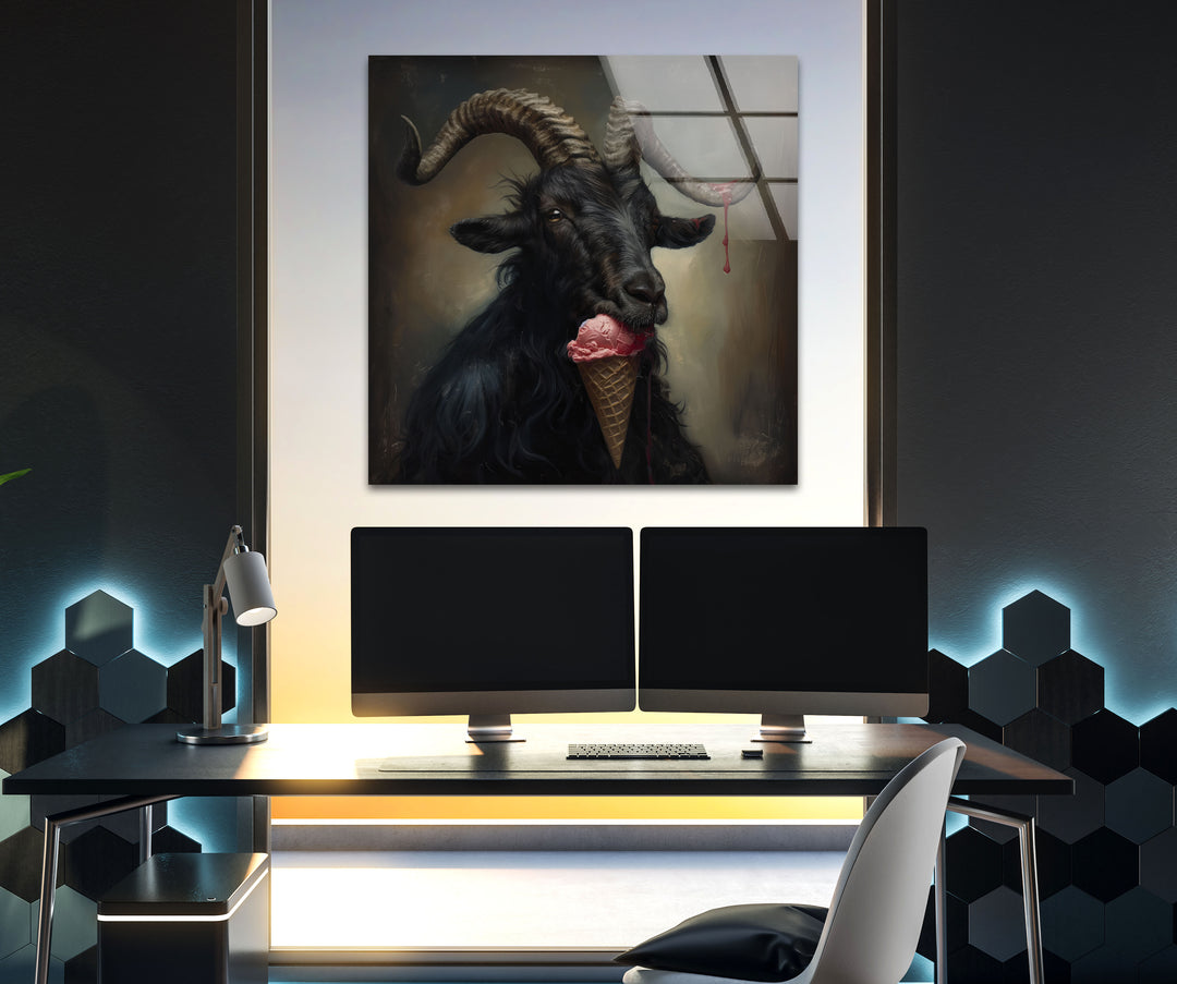 Horned Goat Tempered Glass Wall Art - MyPhotoStation