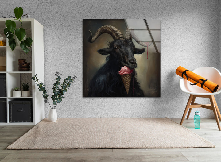 Horned Goat Tempered Glass Wall Art - MyPhotoStation