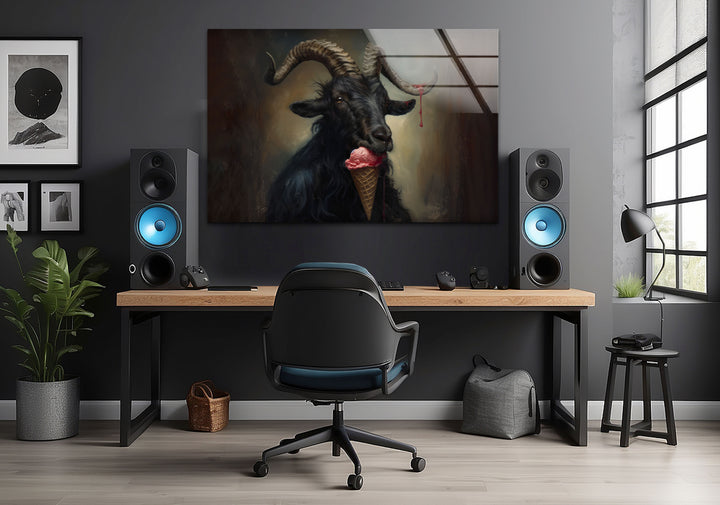 Horned Goat Tempered Glass Wall Art - MyPhotoStation