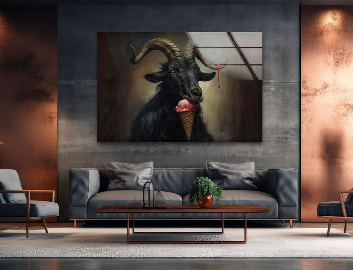 Horned Goat Tempered Glass Wall Art - MyPhotoStation