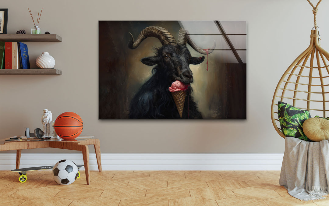 Horned Goat Tempered Glass Wall Art - MyPhotoStation