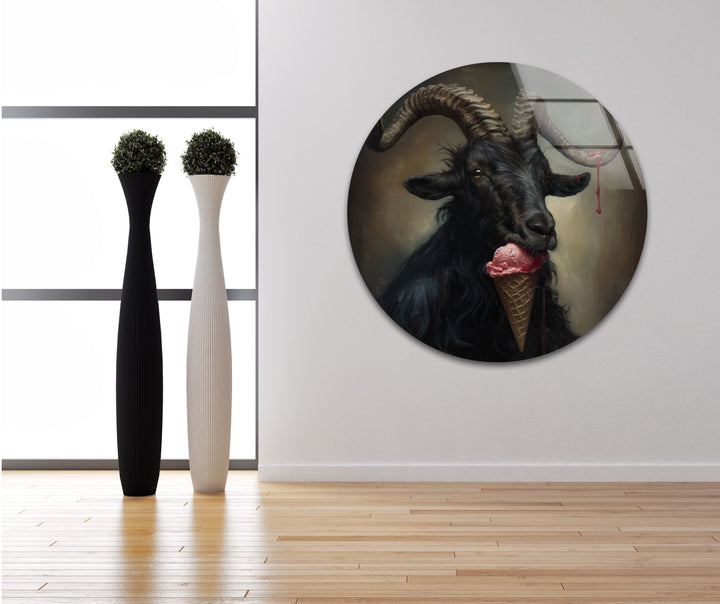 Horned Goat Tempered Glass Wall Art - MyPhotoStation