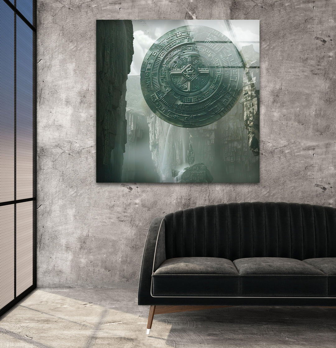 Huge Metal Disc With Celtic Designs Glass Wall Art glass art painting, glass art for the Wall
