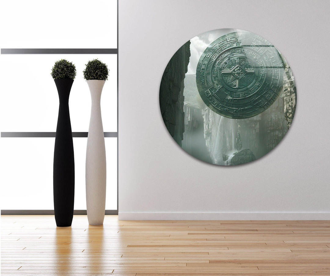 Huge Metal Disc With Celtic Designs Glass Wall Art large glass photo prints, glass wall photos
