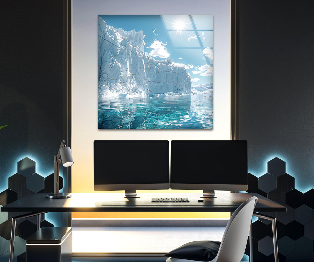 Iceberg Landscape Glass Wall Art print picture on glass, Tempered Glass Wall Art
