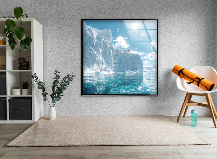 Iceberg Landscape Glass Wall Art glass pictures for Wall, glass prints wall art
