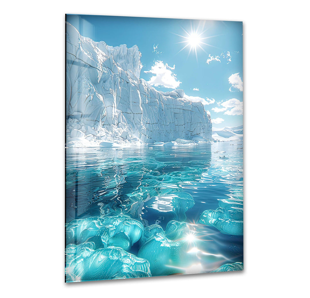 Iceberg Landscape Glass Wall Art picture on glass wall art, photos printed on glass
