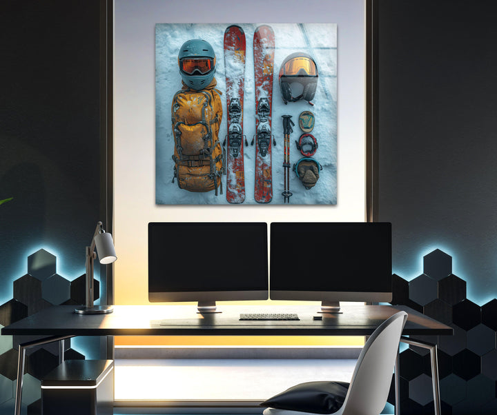 Snowboard Set Glass Wall Art glass image printing, glass prints from photos
