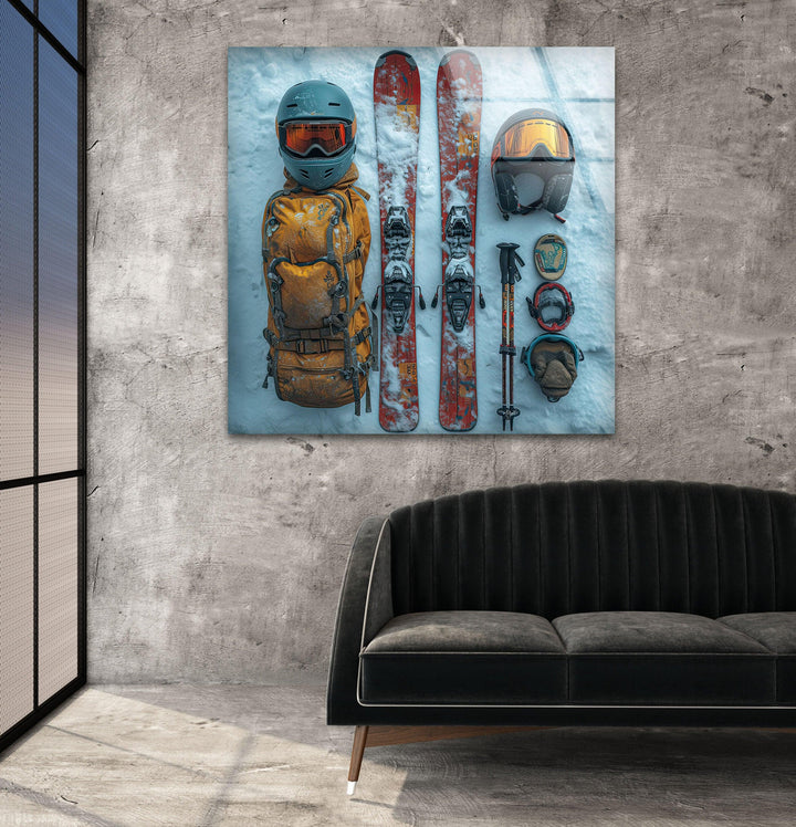 Snowboard Set Glass Wall Art Glass Printing Wall Art, Print photos on glass
