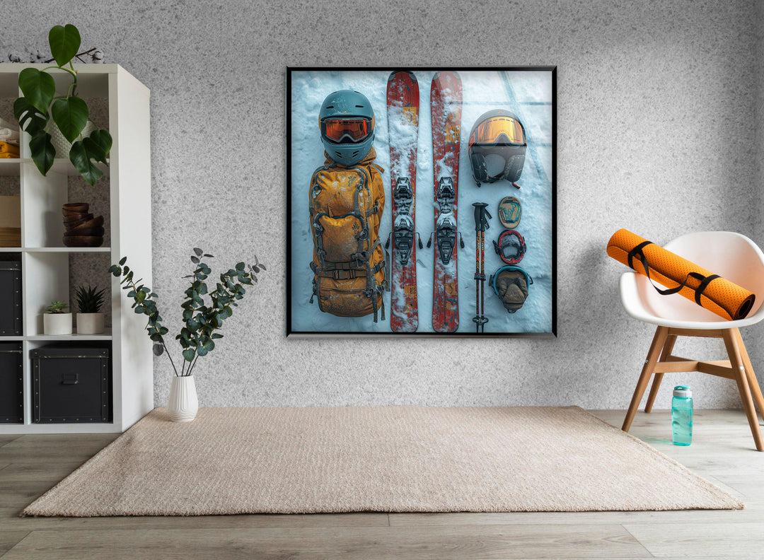 Snowboard Set Glass Wall Art glass photo prints, glass picture prints
