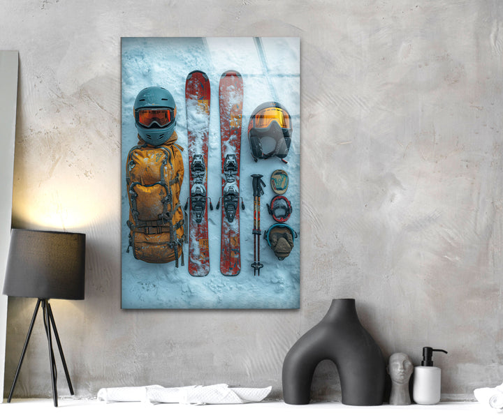 Snowboard Set Glass Wall Art photo print on glass, prints on glass wall art
