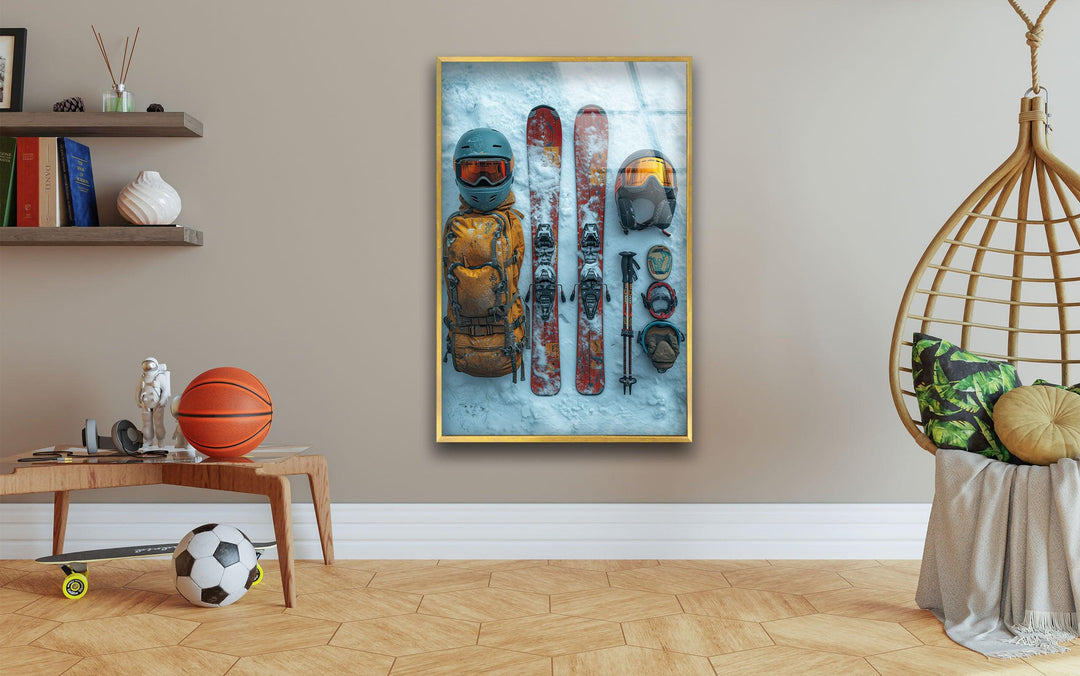 Snowboard Set Glass Wall Art large glass photo prints, glass wall photos
