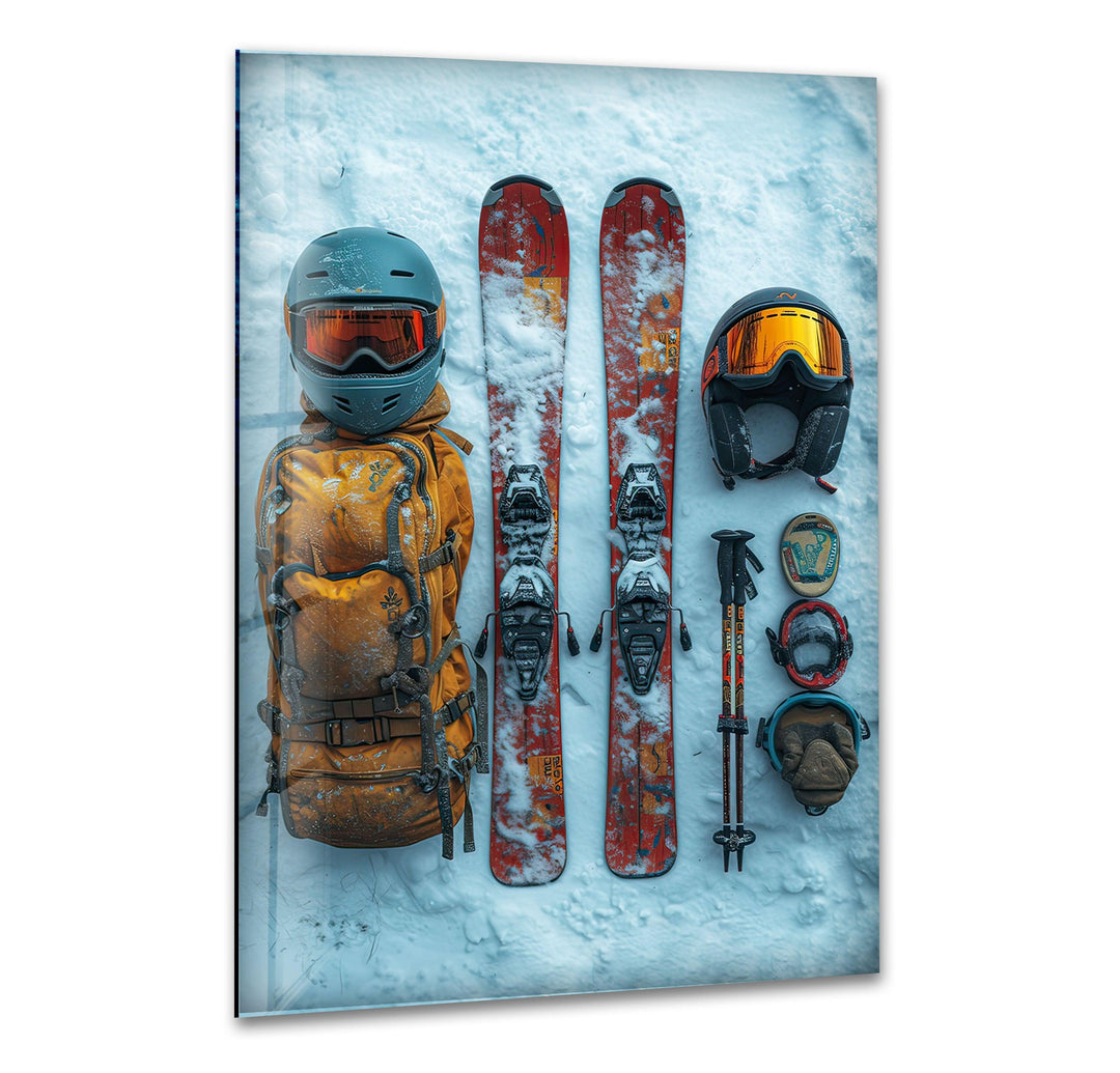 Snowboard Set Glass Wall Art glass art painting, glass art for the Wall
