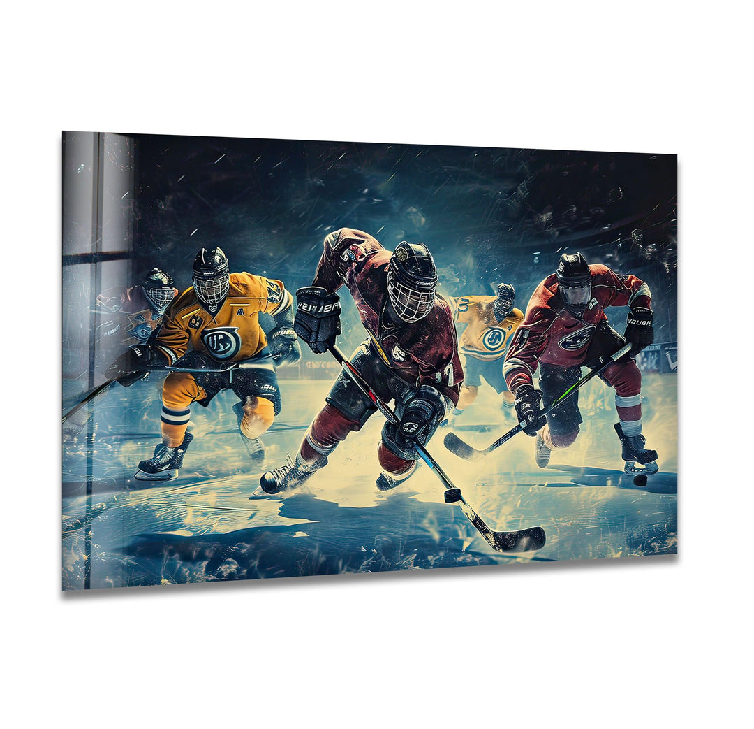 Ice Hockey Players Glass Wall Art art glass wall art, glass wall art pictures
