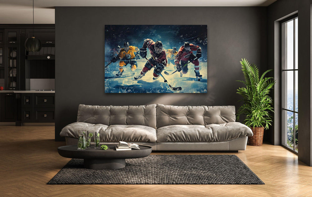 Ice Hockey Players Glass Wall Art Glass Printing Wall Art, Print photos on glass
