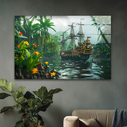 Black Pearl Lego Glass Wall Art