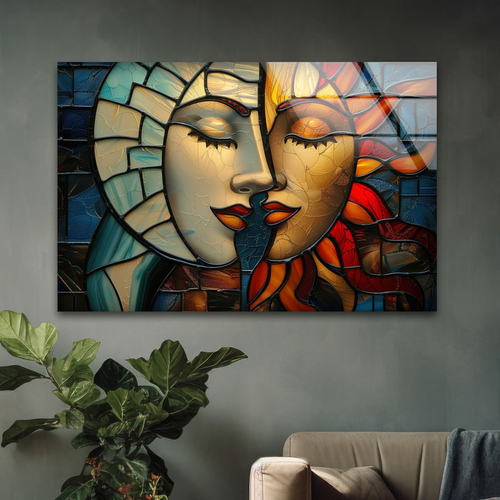 Two Painting Woman Glass Wall Art