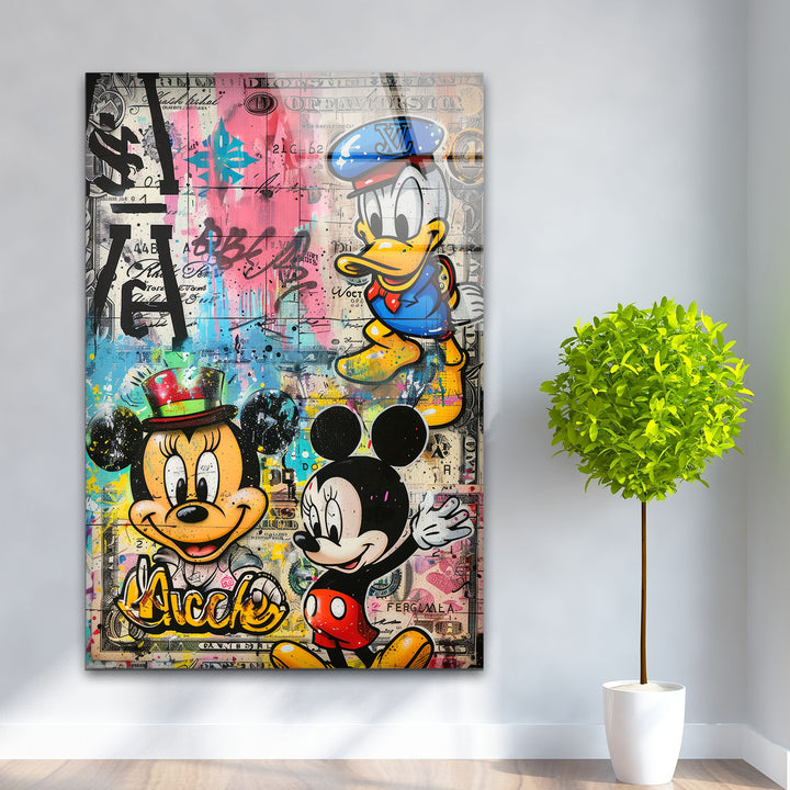 Cartoon Characters Graffiiti Glass Wall Art large glass photo prints, glass wall photos
