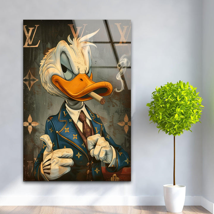 Donald Duck Smoking Glass Art