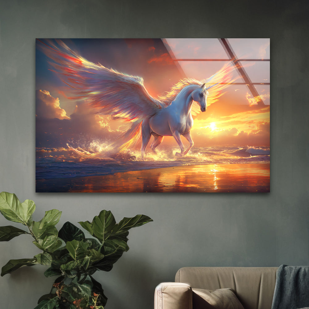 Pegaso the Mythical Winged Glass Wall Art