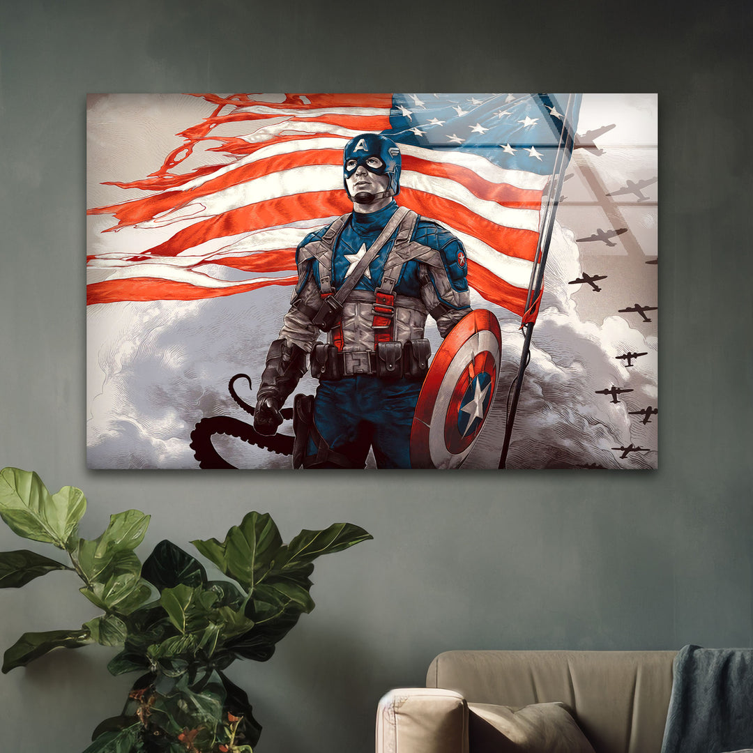 Marvel Captain America Glass Wall Art Glass Printing Wall Art, Print photos on glass
