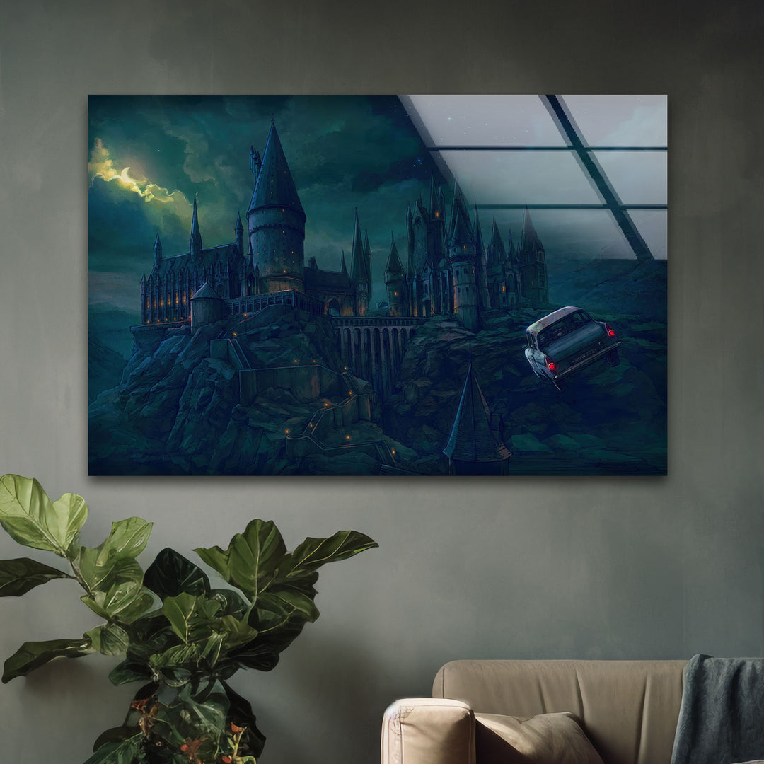 Hogwarts Castle Glass Wall Art picture on glass wall art, photos printed on glass
