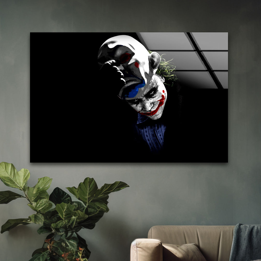 Dark Knight Joker Glass Wall Art custom glass pictures, glass art prints
