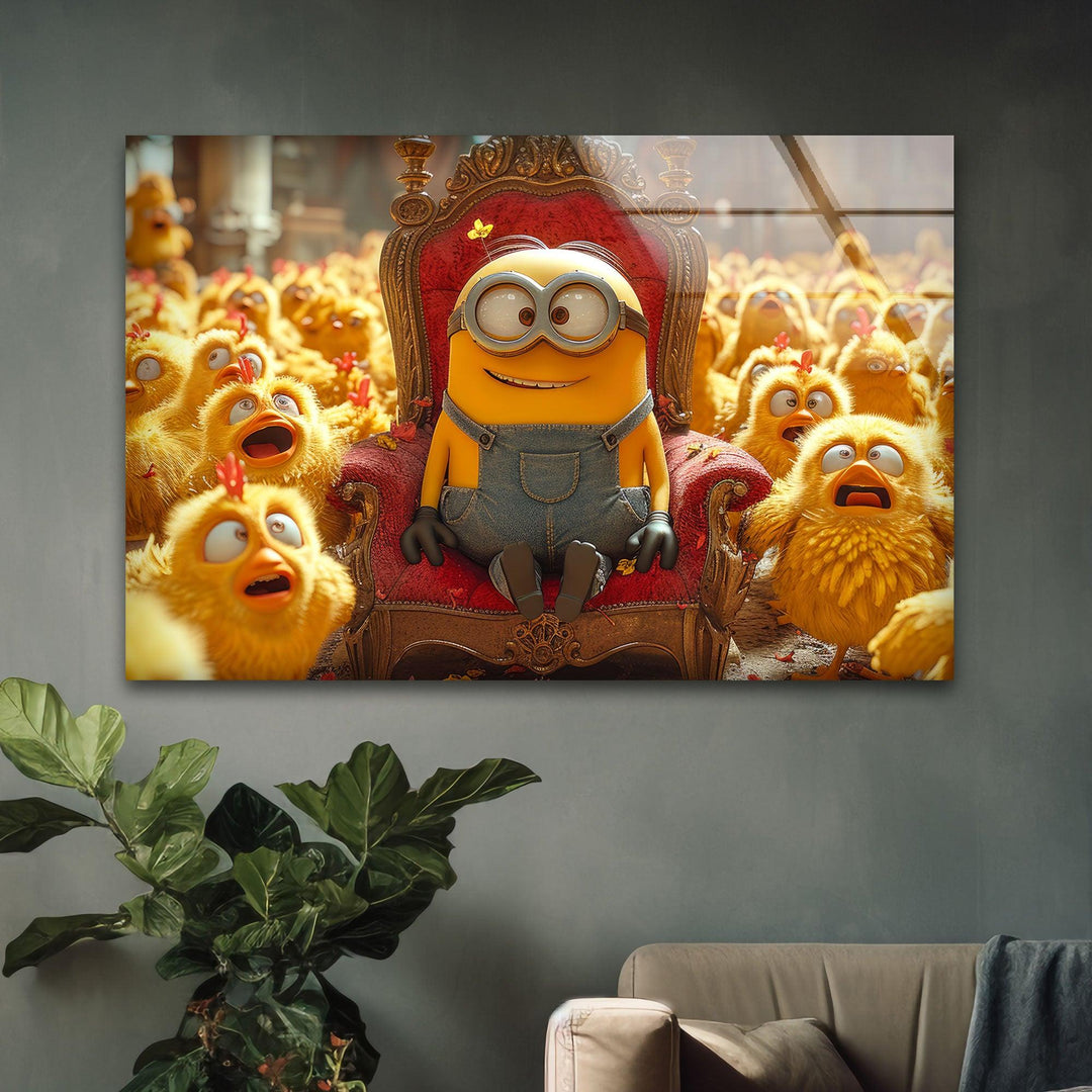 Minion & Chicks Glass Wall Art glass pictures for Wall, glass prints wall art
