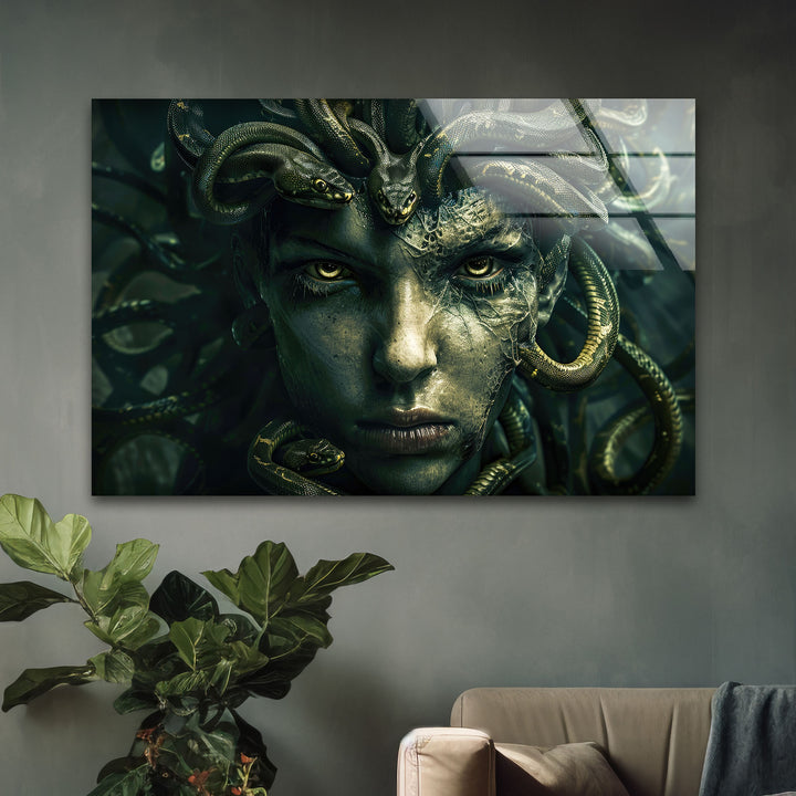 Medusa Glass Wall Art photo print on glass, prints on glass wall art
