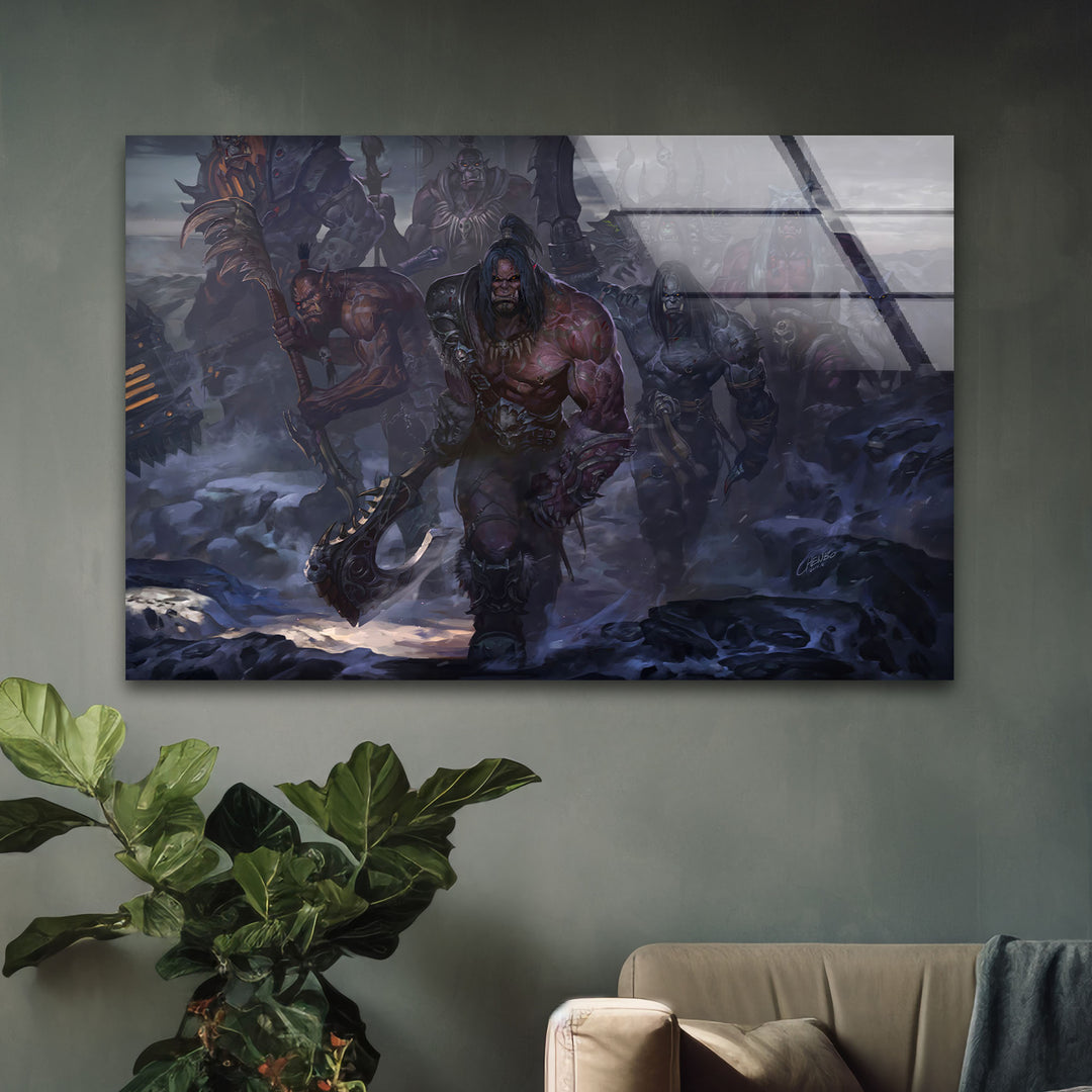 Grom Hellscream World of Warcraft Glass Wall Art glass wall decor, glass wall art decor
