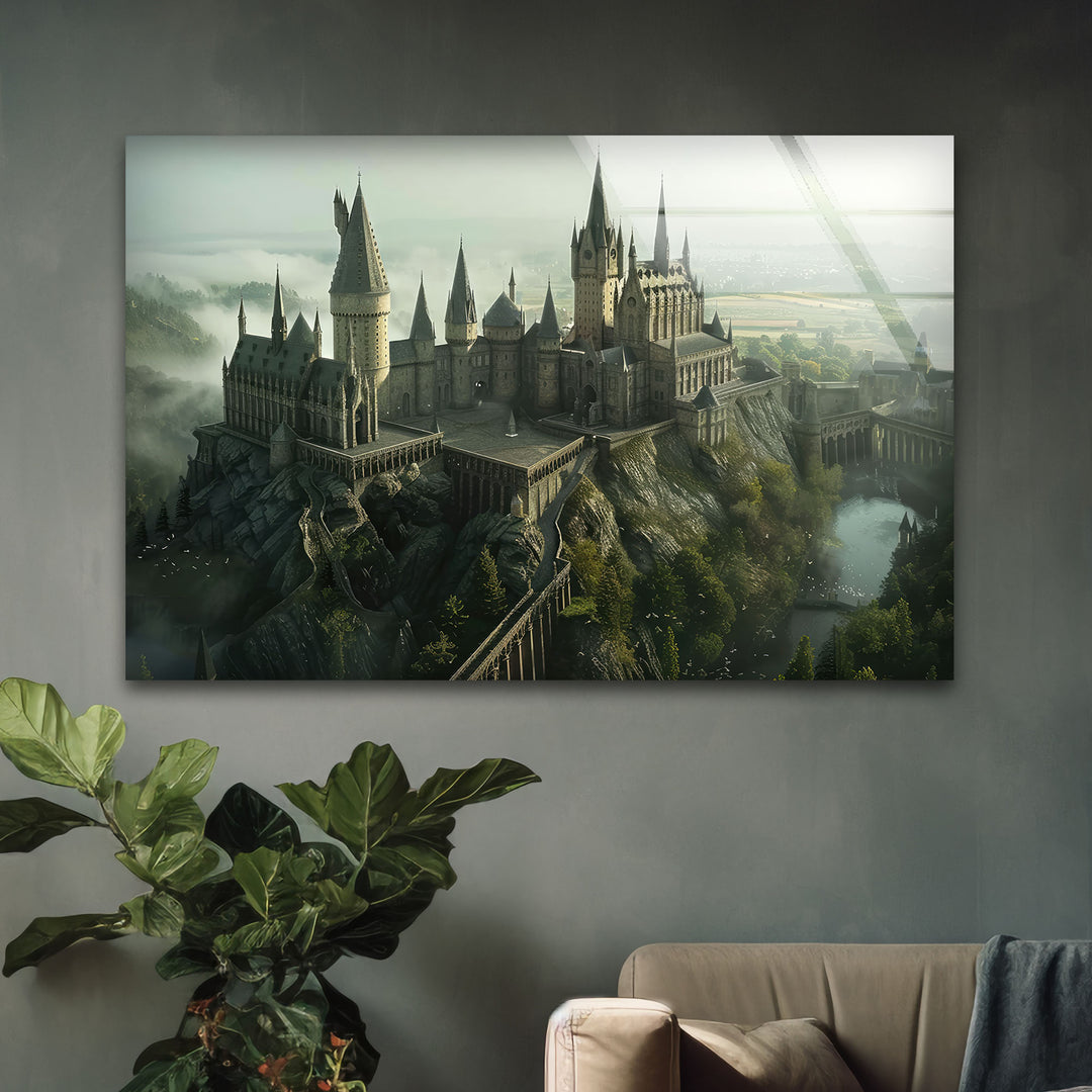 The Magic of Hogwarts Glass Wall Art, glass art painting, glass art for the Wall