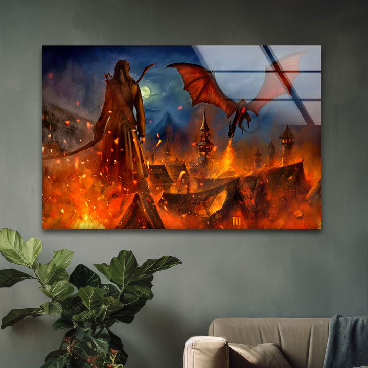 The Hobbit Dragon Smaug Glass Wall Art glass photo prints, glass picture prints
