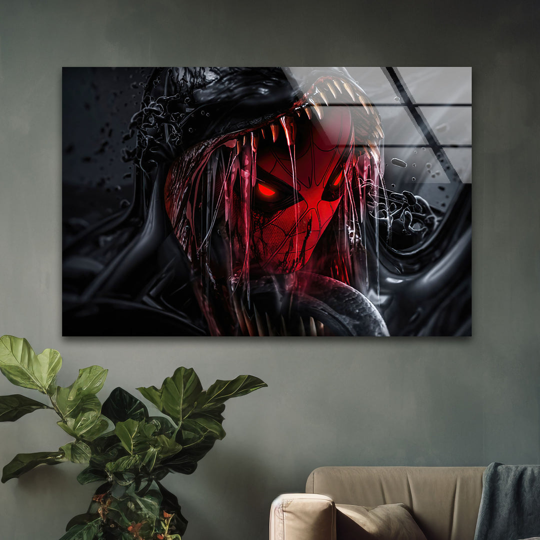 Venom Comic Spider Man Glass Wall Art