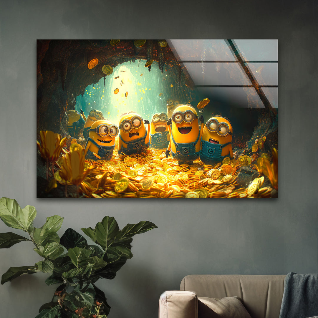 Rich Minions Glass Wall Art