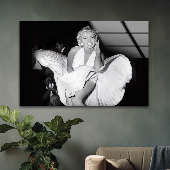 Marilyn Monroe White & Black Glass Wall Art Glass Printing Wall Art, Print photos on glass
