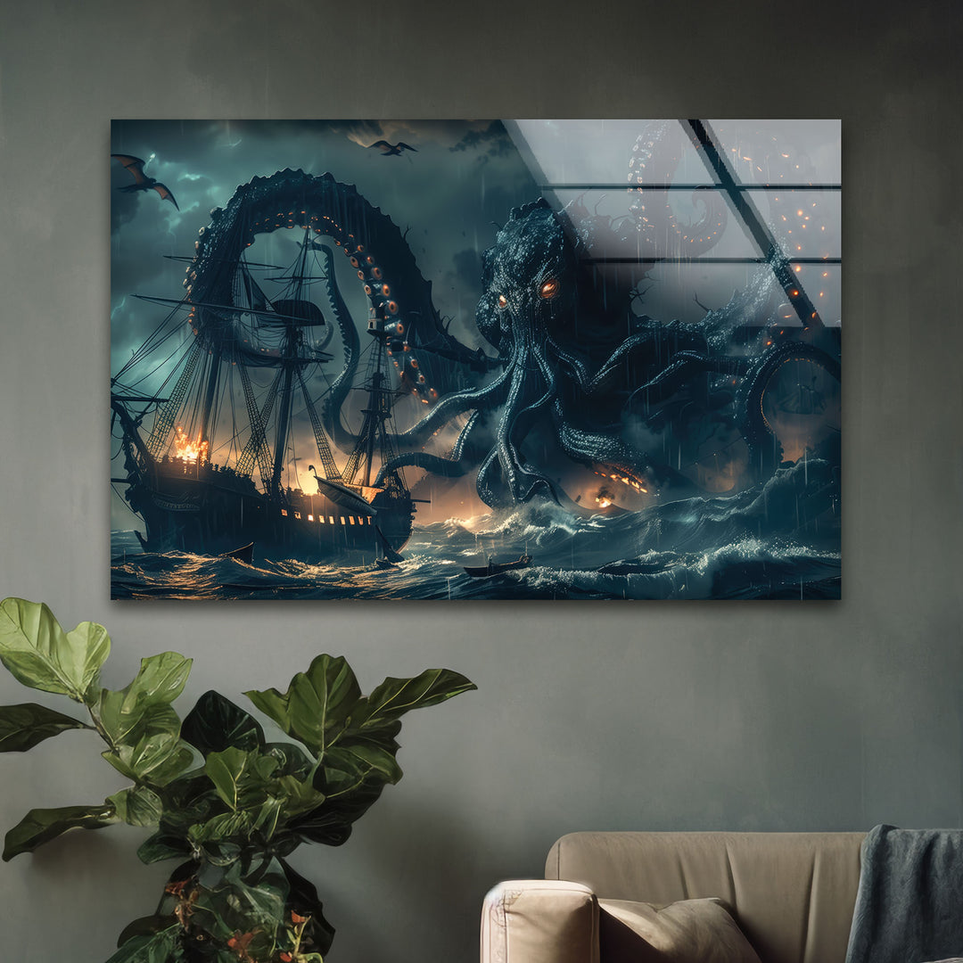 Giant Kraken Glass Wall Art large glass photo prints, glass wall photos
