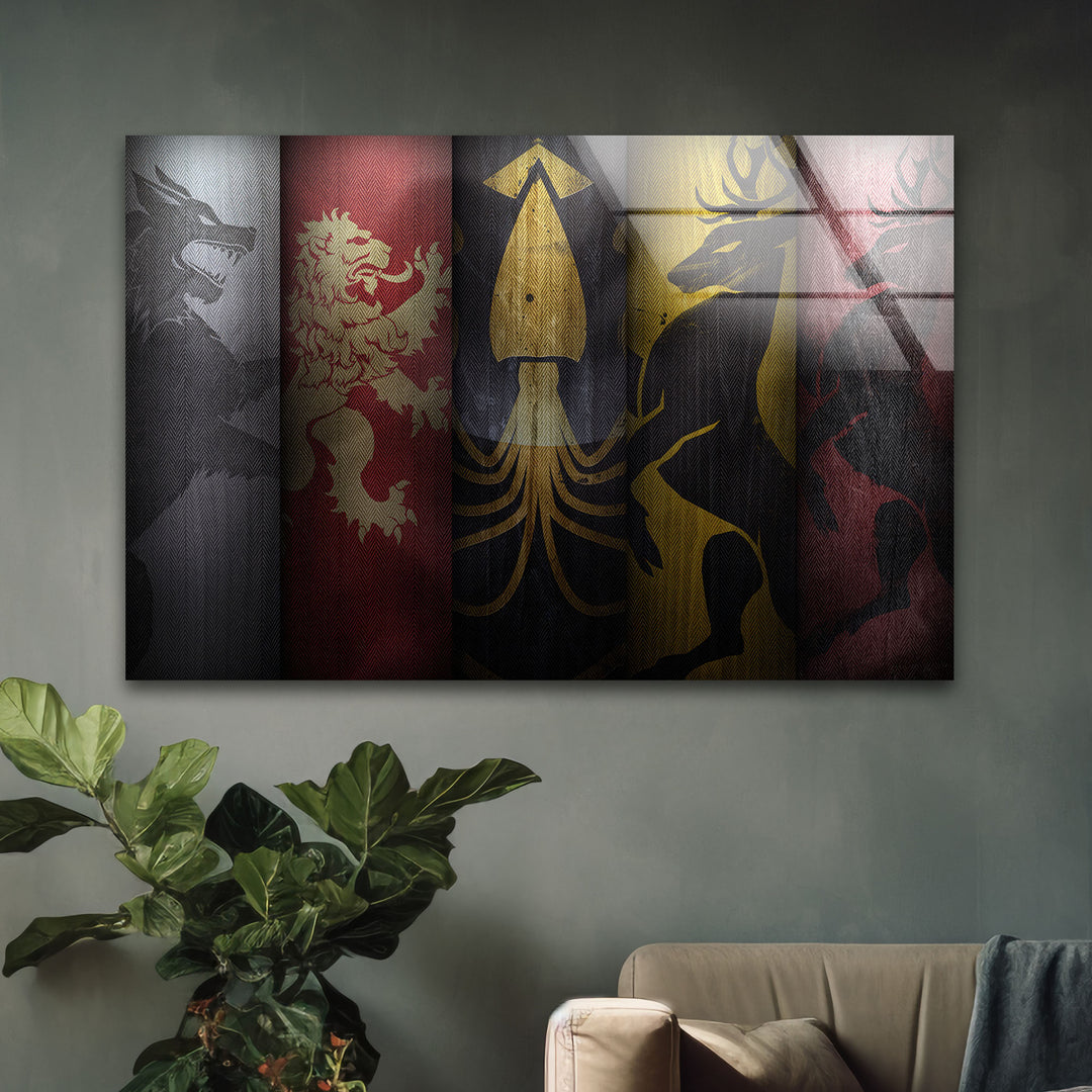 Game of Thrones Flags Glass Wall Art glass photo prints, glass picture prints
