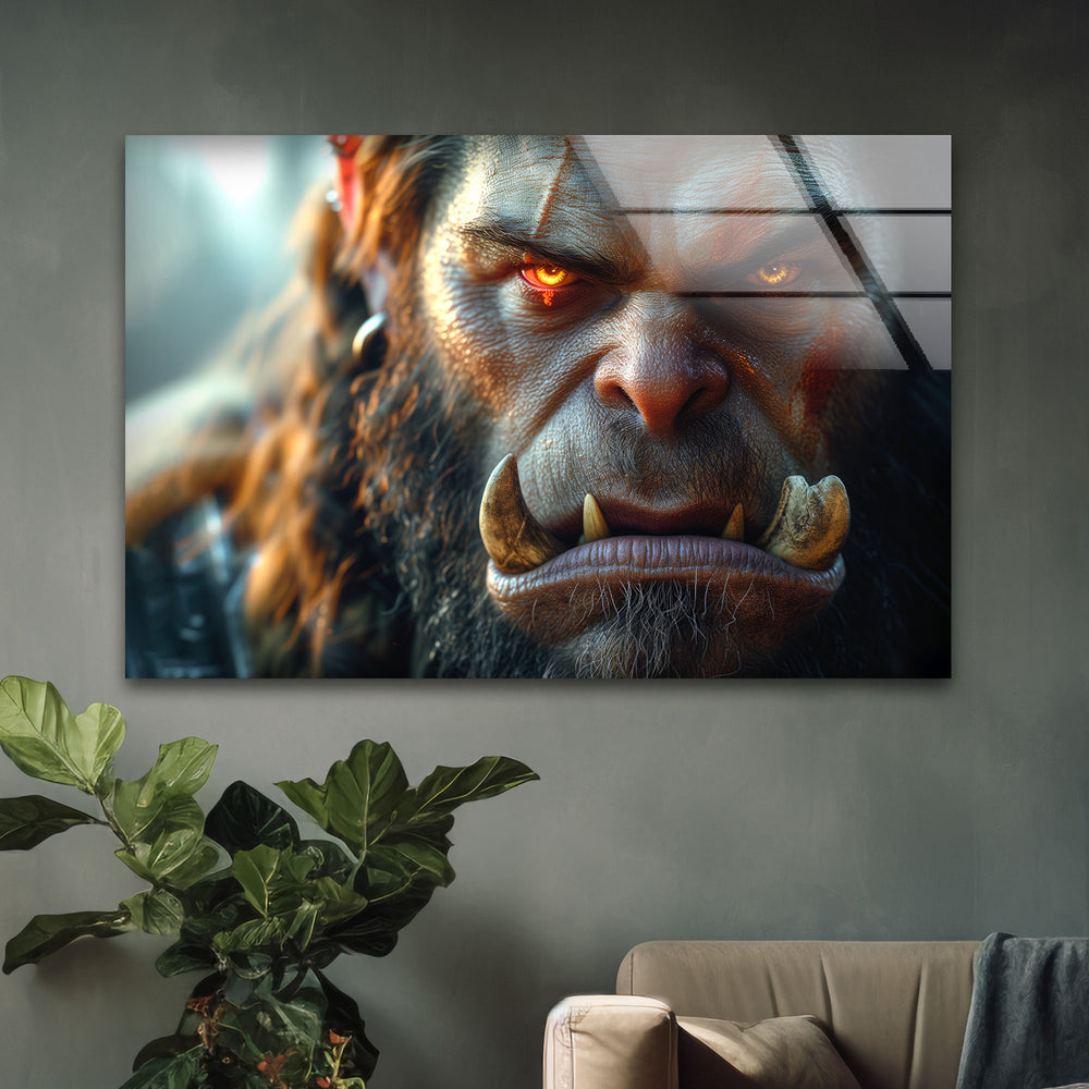 Orc (World of Warcraft) Glass Wall Art stained glass wall art, stained glass wall decor
