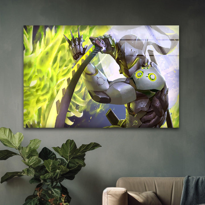 Genji Overwatch Glass Wall Art glass photo prints, glass picture prints
