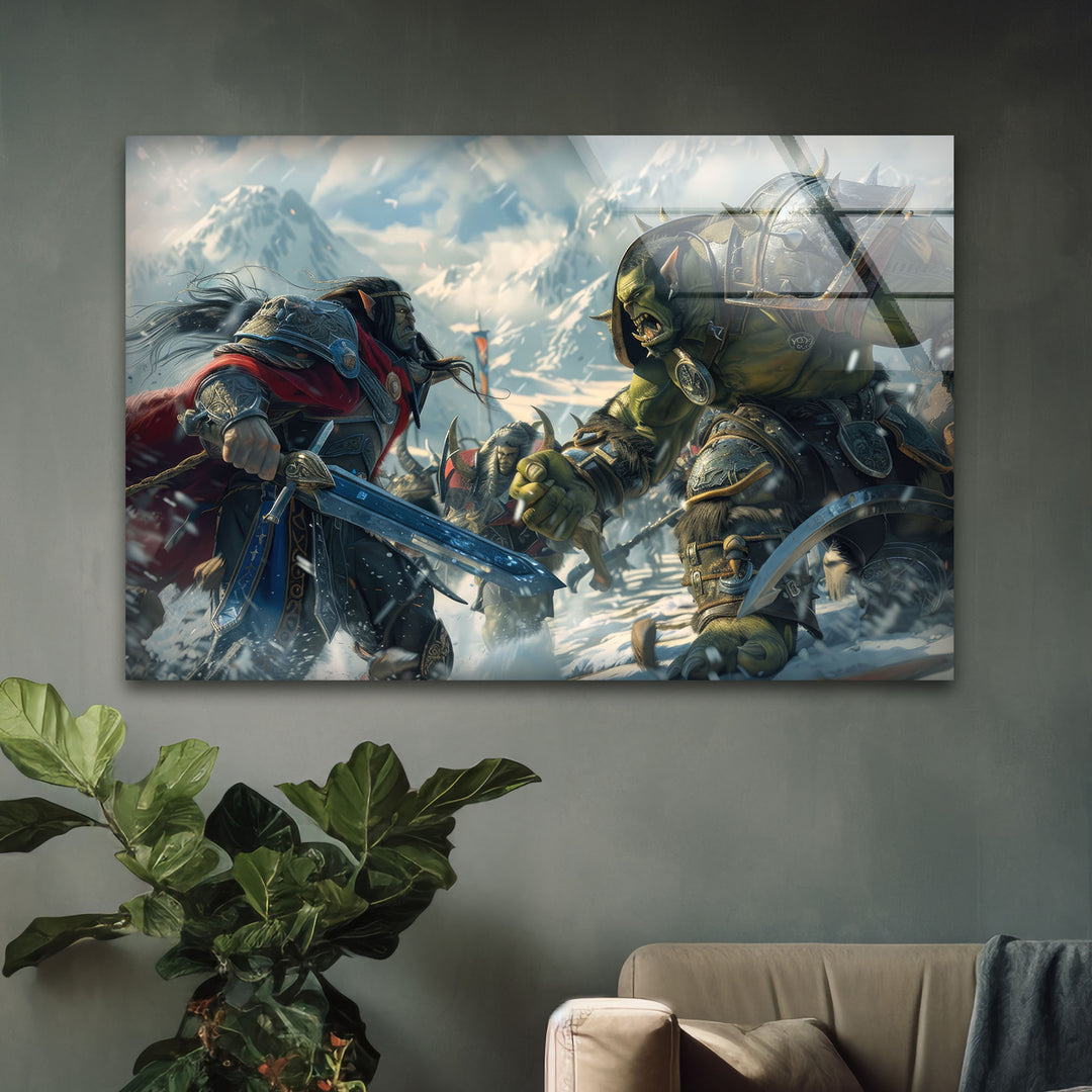 Warcraft Humans and Orcs Glass Wall Art glass pictures for Wall, glass prints wall art
