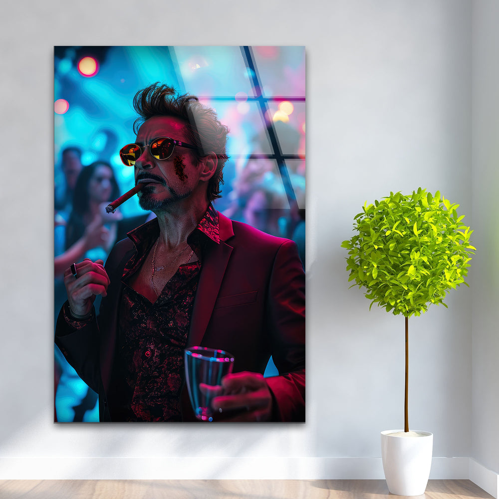 Tony Stark Glass Wall Art, print picture on glass, Tempered Glass Wall Art