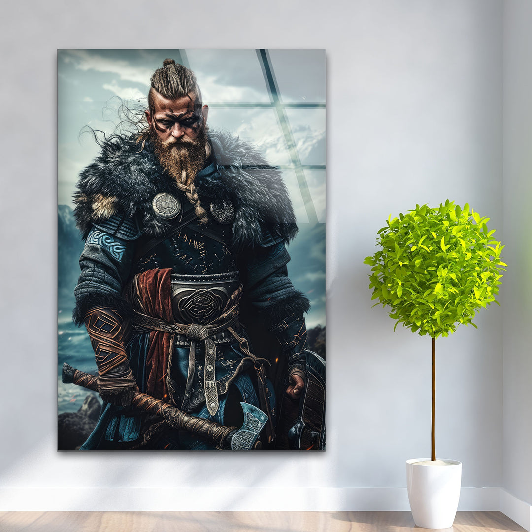 Vikings Ragnar Glass Wall Art, custom glass photo prints, large glass prints