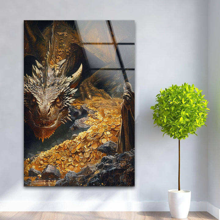 Hobbit and Dragon & Golds Glass Wall Art glass image printing, glass prints from photos
