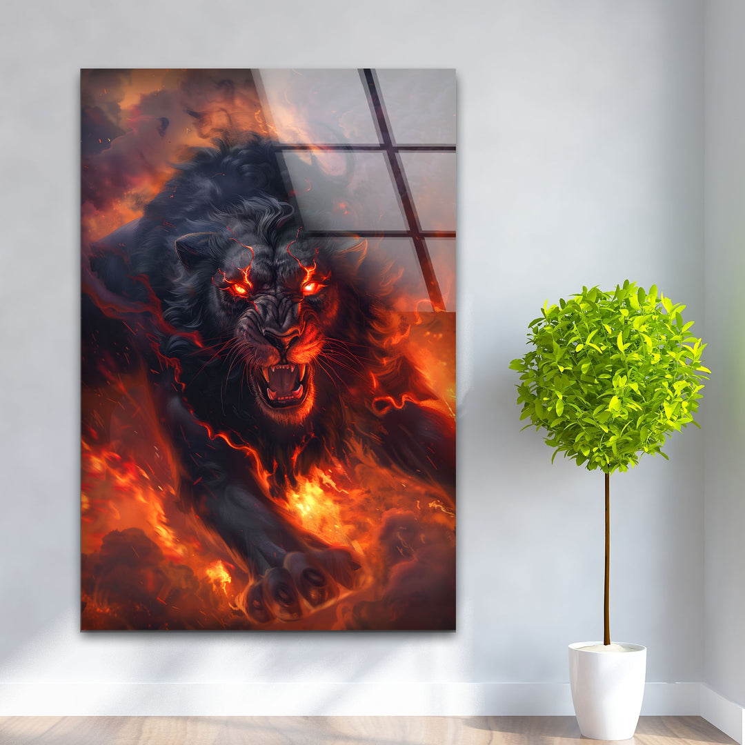 Nemea Lion Glass Wall Art, art glass wall art, glass wall art pictures