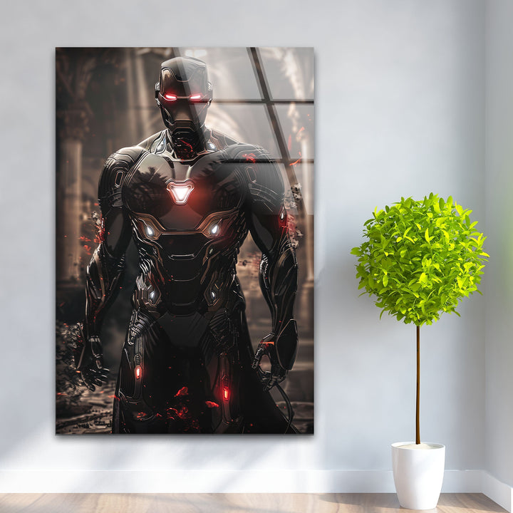 Devil Fire Iron Man Glass Wall Art large glass photo prints, glass wall photos
